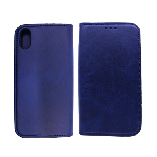 Capa Flip de Couro com Bolso Interno para Apple iPhone XR Azul